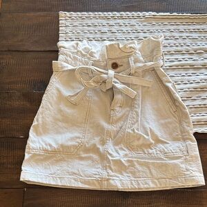 Free People Cream Paperbag Tie Mini Skirt